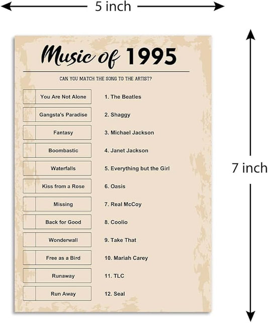 QUPT 30th Birthday Party Games, Music of 1994 Games, Birthday Party Supplies for Adults, Fun 1994s Party Game,Pack of 30 Cards