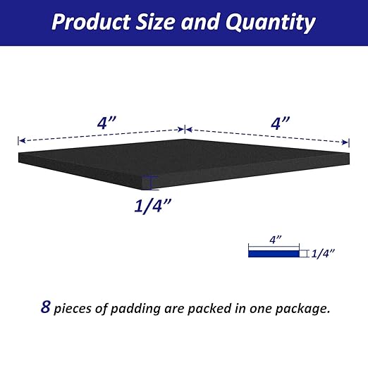 Foam Padding Sheets with Adhesive Backing - 1/4" Thick Self Stick Neoprene Insulation Foam,1/4 Inch Thick X 4 Inch Long X 4 Inch Wide (8, 1/4Inch x 4Inch x 4Inch)