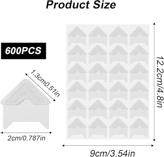 Guduling 600pcs Scrapbook Corner Stickers, Self-Adhesive Photo Corner Stickers, White Picture Corners for Scrapbooking, Photo Album, Journal Memory Books, Diaries