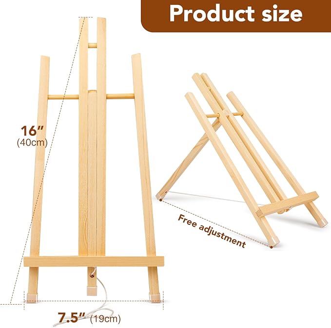 16 Pack 15 Inch Wood Easels, Easel Stand for Painting Canvases, Art, and Crafts, Tripod, Painting Party Easel, Kids Student Tabletop Easels for Painting, Portable Canvas Photo Picture Sign Holder