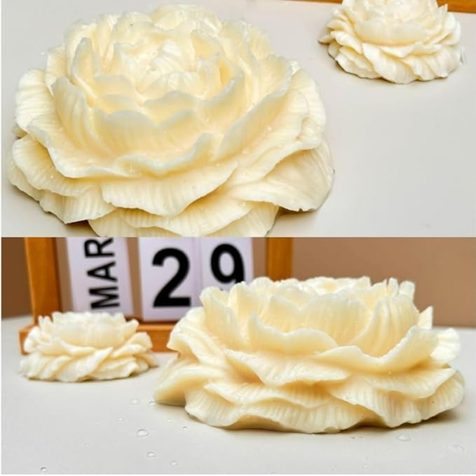 2 Pack 3.5 Inch 6.7 Inch Peony Silicone Mold, Large Size Flower Candle Mold, Soap Soy Wax DIY Handcraft Accessory, Epoxy Resin Mold for Party Home Wedding Decoration (Set)