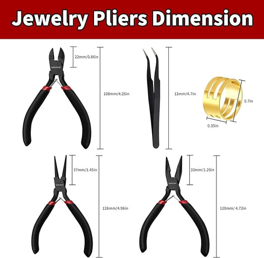 WISEUP 3 Pcs Jewelry Pliers Set - Needle/Chain Nose, Round Nose and Wire Cutters for Jewelry DIY Craft,Repair & Wire Wrapping