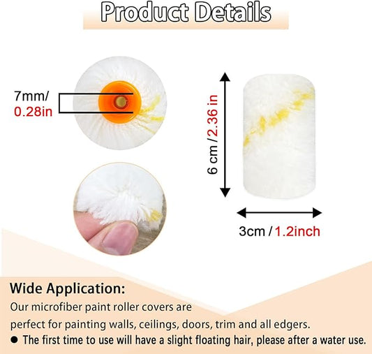 10 Pieces Paint Roller Cover with Frame Set, 2 inch Microfiber Roller Covers, Washable Covers for Roller Frame, House Painting Supplies, Naps for Paint Roller Brush for Painting Walls Ceilings