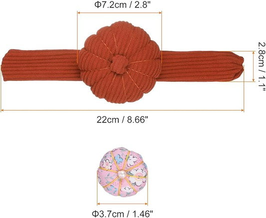 HARFINGTON Wrist Pin Cushions, Sewing Needle Pin Cushion Adjustable Strap with Elastic Strap Finger Ring Pincushions Fit All Wrist Sizes for Sewing Quilting Needlework DIY Crafts, Maroon/Pink
