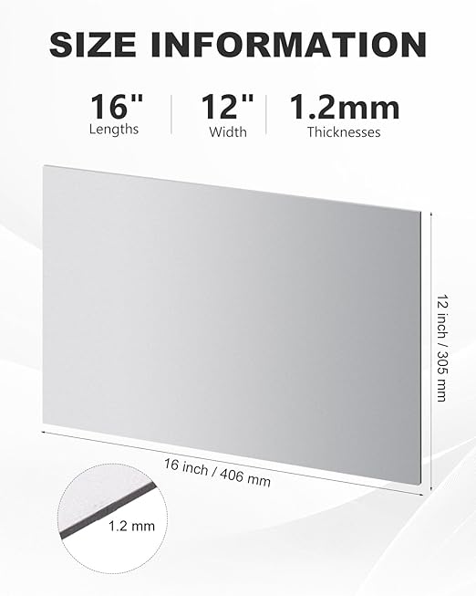 16" x 12" 18 Gauge Steel Sheets Metal Cold Rolled Steel Plate, 4 Pcs Weldable Metal Sheet for DIY Craft Projects, Industrial, Professional
