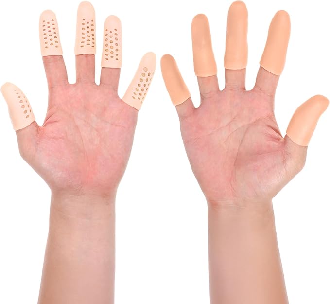 25 Pcs Gel Finger Cots 3 Style Silicone Finger Protectors Rubber Fingertips Protection Caps Cots Fingertip Bandages Band for Relief Cracked Fingers and Other Fingers Pain (Nude)