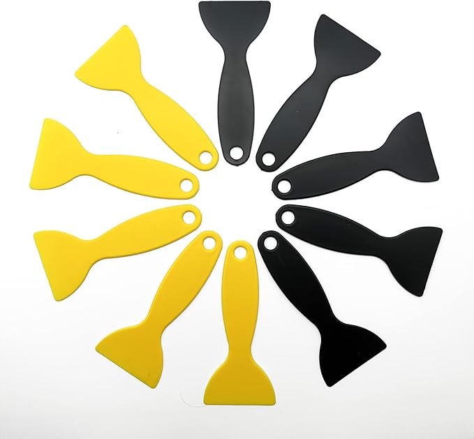 10pcs Plastic Spatula Paint Scrapers, Flexible Resin Scraper Putty Knife Air Bubble Remover Sticker Installation Tool for 3D Printing Resin Removal Spackling Patching Decal