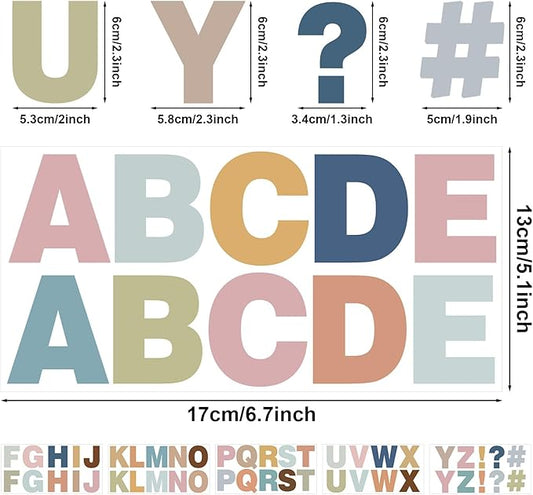 232 Pcs 24 Sheets Boho Bulletin Board Letters,2.4 Inch Letter Stickers Self, Large Alphabet Stickers, ABC Letters for Classroom Wall Window Door Home Decor.(Boho 24)
