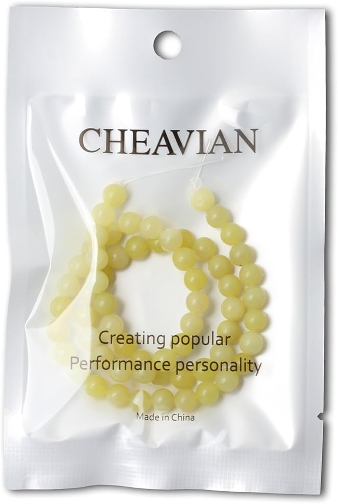 60PCS 6mm Natural Yellow Lemon Jade Gemstone Round Loose Beads - Image 5