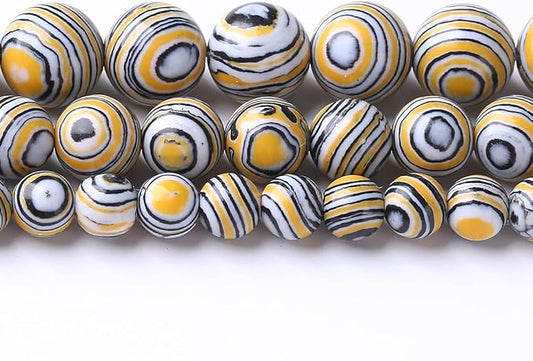 60PCS 6MM Yellow Malachite Beads Stone Beads Energy Healing Beads for DIY Jewelry Bracelet Necklace Making for Jewelry Making 15Inch