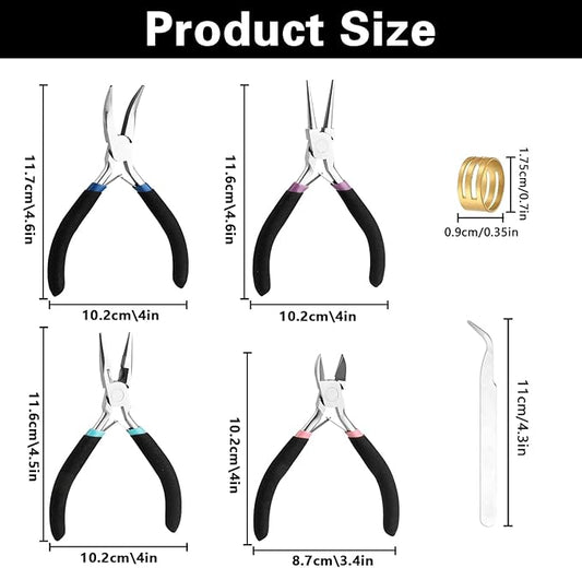 4 Pack Jewelry Making Pliers Tools Set, Jewelry Pliers with Needle Nose, Round Nose Pliers,Crafts Matte Handle