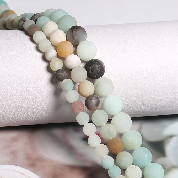 36pcs Natural Matte Amazonite Gemstone Beads,10mm Frosted Round Loose Stone - Image 7