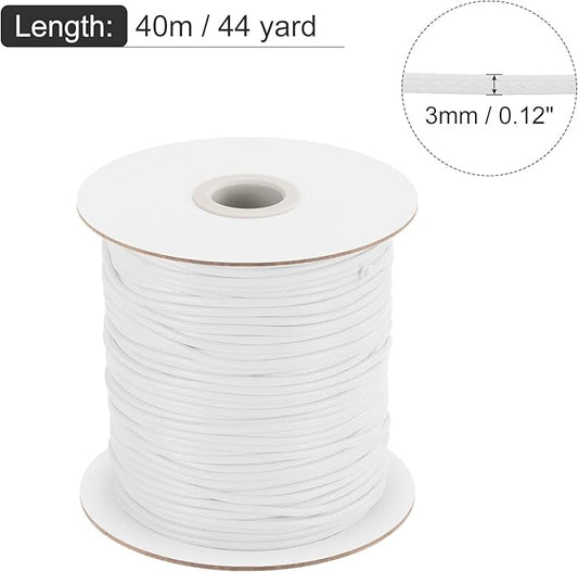 MECCANIXITY Waxed Cord 3mm Waxed Polyester Cord 44 Yard Wax String for Bracelet Making, Necklaces, Beading, Jewelry Making and DIY Crafts(White)