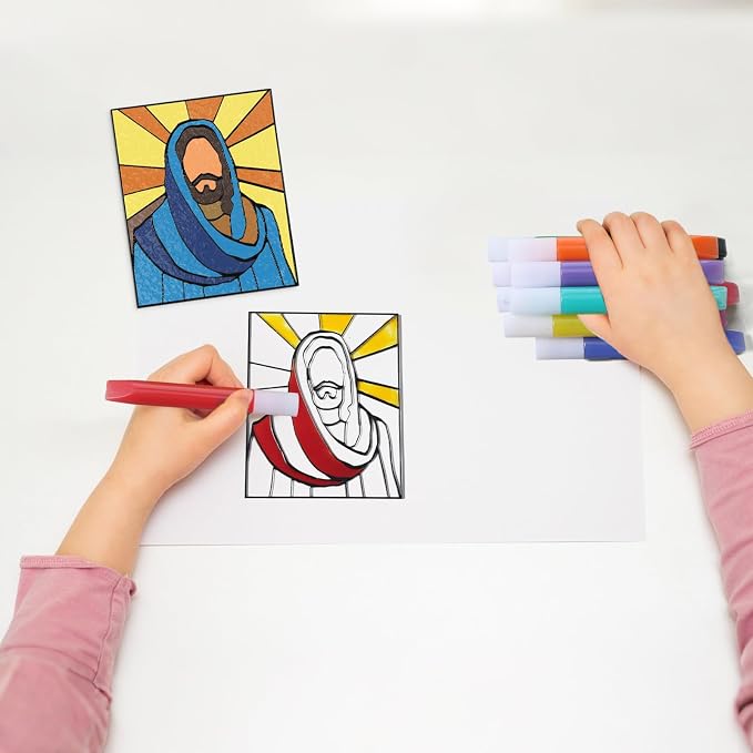 Remerry 16 Pcs DIY Jesus Suncatcher Vbs Faux Stained Glass Faith Based - Image 5