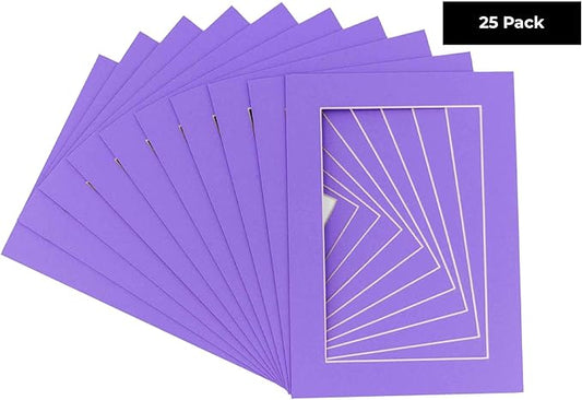 11x14 Mat for 8.5x11 Photo - Precut Light Purple Picture Matboard for Frames 11 x 14 Inches - Bevel Cut to Display Art 8.5 x 11 Inches - Acid Free Pack of 25 MATS with Backing Boards & Clear Bags