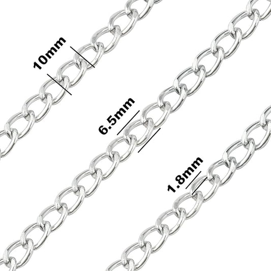 Jishi 16ft Aluminium Curb Chain Roll, Thick Twisted Chain Links, Silver Plated Metal Craft Chain Curb Link Chain Spool for Jewelry Making Necklace Bracelet DIY Crafts, Jewelry Making Findings Supplies