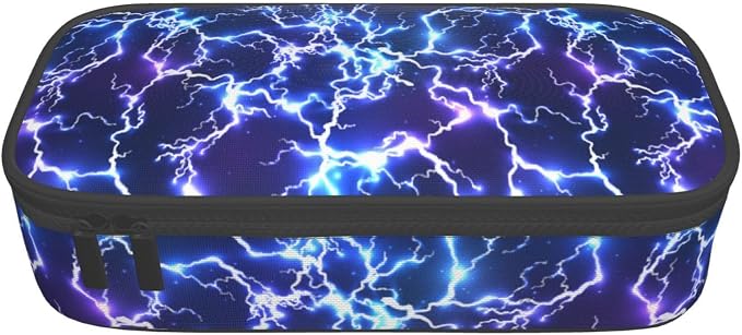 Cool Blue Purple Electric Lightning Pencil Case Organizer Big Capacity Pencil - Image 9