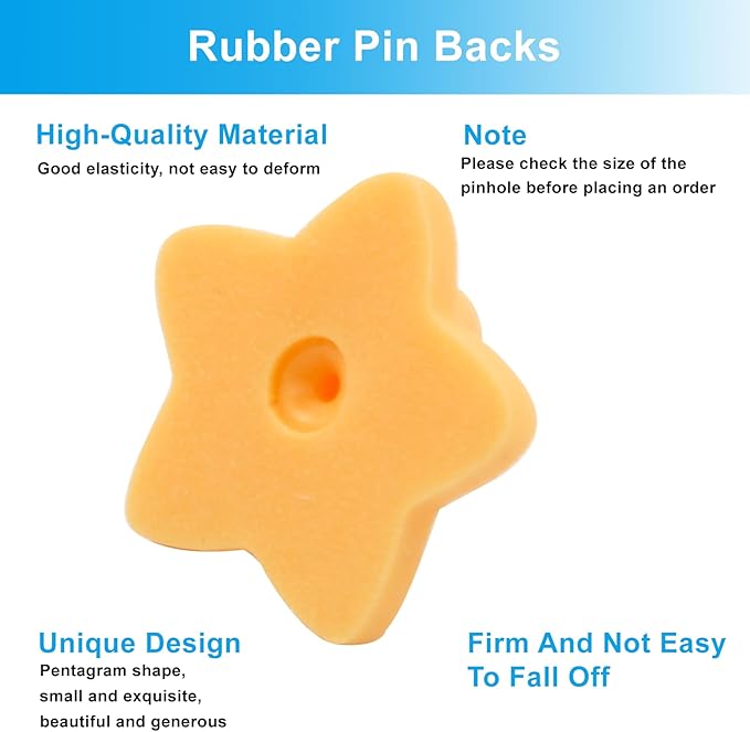 100 Pack Star Shape Rubber Pin Backs, Lapel Pin Backing Locking Pin Keepers, Brooch Holder for Uniform Badge Hat Tie(Orange)