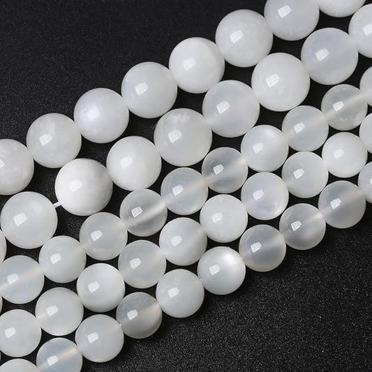 88pcs 4mm Natural White Moonstone Beads AAA Gemstone Round Loose Beads for Jewelry Making DIY Bracelets Necklaces Crystal Energy Healing Stone Beads 15" (4mm, White Moonstone)