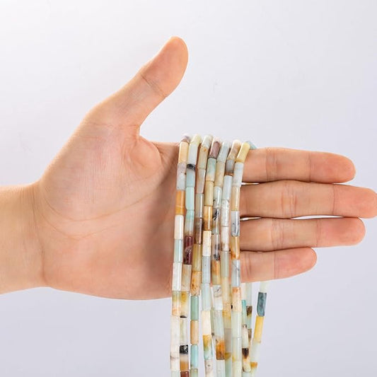 Natural Amazonite Cylinder Tube Beads 4x13mm 38cm/str Loose Semi Gemstone Stone Beads for Making Bracelets Necklace Earrings