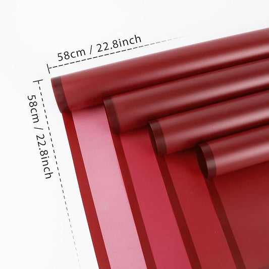 FUHITIM 20 Sheets Flower Wrapping Paper - Waterproof Floral Bouquet Packaging Paper for DIY Crafts,Florist Supplies Packaging Paper for Wedding Birthday Gift (Translucent Wine Red)