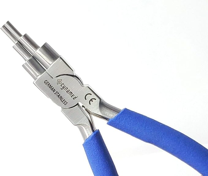 Cynamed German Stainless- 6 in 1 Bail Making Pliers Wire Looping Forming Pliers with Non-Slip Comfort Grip Handle for 2mm to 9mm Loops and Jump Rings-Heavy Duty