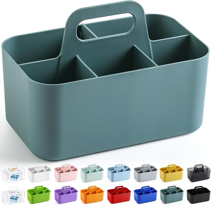 Multiuse Caddy Organizer with Handle, Portable Divided Plastic Tote Bin - Image 8