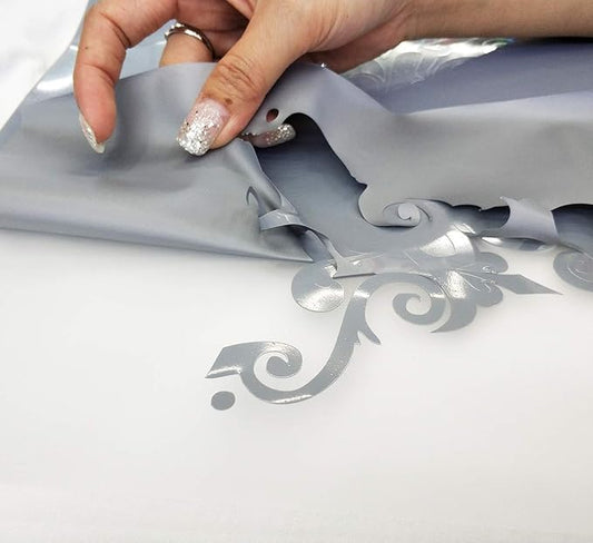 Guangyintong Heat Transfer Vinyl Silver HTV Rolls, 12" x 10ft Iron on Vinyl for T-Shirts, Matte Surface HTV for All Cutter Machine, Easy to Cut & Weed for Heat Vinyl DIY Design