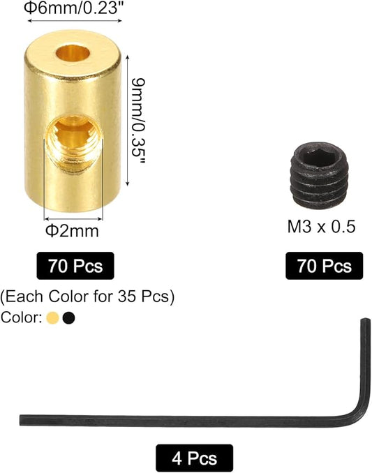 MECCANIXITY 70 Pcs Metal Locking Pin Backs, Locking Pin Keepers Clasp 9mm(H) with 4 Wrench Replacement in Storage Case for Badge, Brooch, Black, Gold Tone