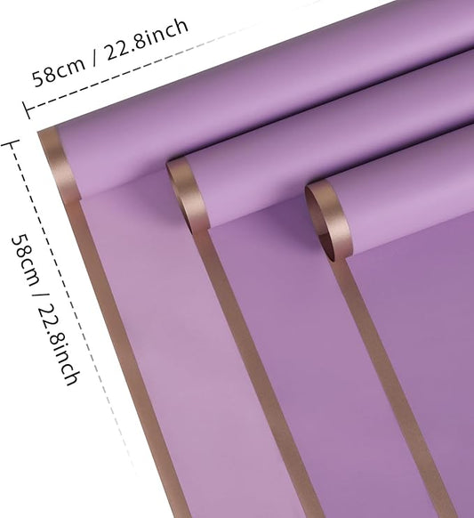 FUHITIM 20 Sheets Flower Wrapping Paper - Waterproof Floral Bouquet Packaging Paper for DIY Crafts,Florist Supplies Packaging Paper for Wedding Birthday Gift (Light Purple)