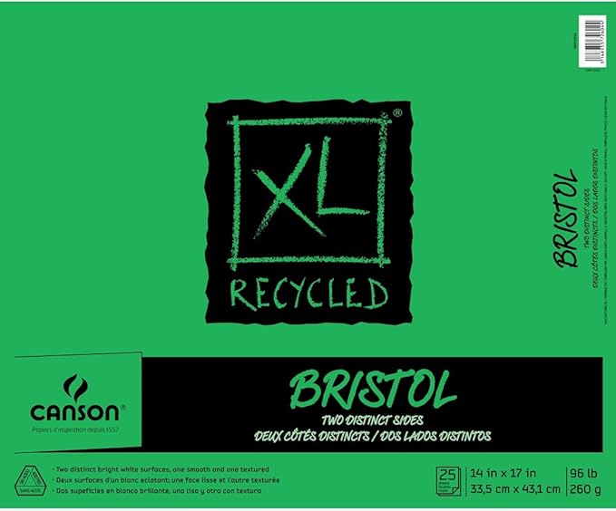 Canson XL Series Recycled Bristol Pad, 14” x 17”, Fold-over Cover, 25 Sheets by Unknown