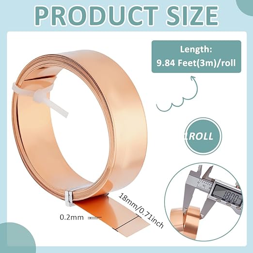BENECREAT 9.84 Feet 32Gauge Flat Pure Copper Wire, 18mm Wide Flat Bezel Wire Tarnish Resistant Jewelry Wire for DIY Jewelry Craft Making