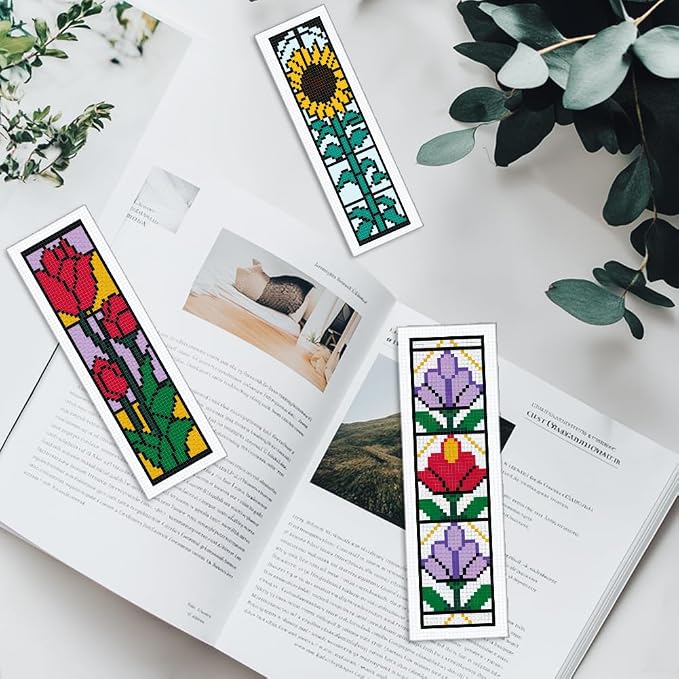 INFUNLY 6 Set Rose Window Cross Stitch Bookmark Kits - Image 7