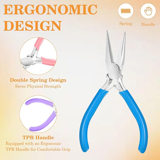 3 Pack Jewelry Pliers Set, Mini Pliers Set with Needle/Round, Carbon Steel Jewelry Tools with Storage Box, Applicable to Jewelry Making Supplies, Handicrafts, Earring Making