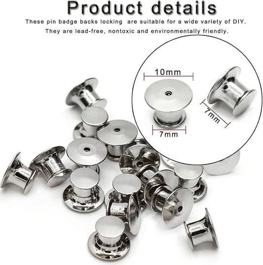 30 Pieces Pin Backs Locking, Metal Pin Backings Pin Keepers Clasp for Brooches, Silver