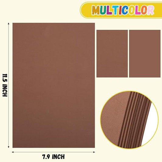 10 Pack Foam Sheets Craft 8 x 12 inch, Eva Color Foam Paper for Art Crafts Projects, Classrooms Scrapbook Gift DIY Cutters Card Party Decoration (Brown)
