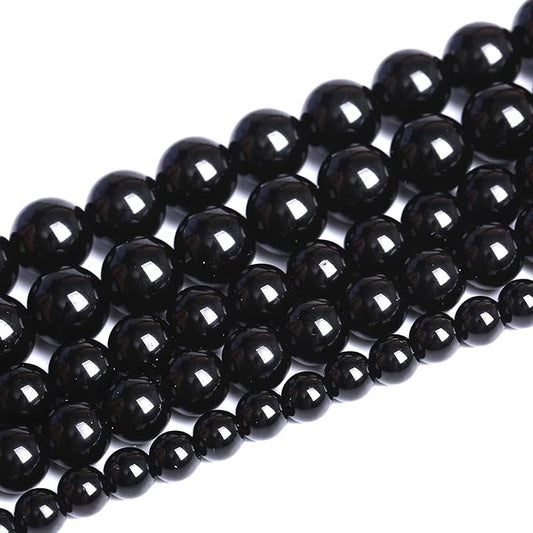 10mm 80pcs Natural Black Agates Onyx Stone Beads Smooth Round Loose Spacer Beads for Jewelry Making DIY Bracelets 32" 2 Strands