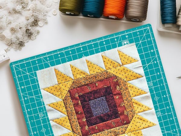 Headley Tools 12"x12" Rotating Cutting Mat, Self Healing Mat with 360-Degree Rotation & Anti-Slip Base, Sewing Board Cutting Mat Perfect for Fabric Quilting Leather Hobby Project, Turquoise