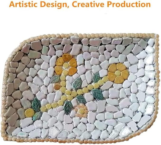 1.1LB Irregular Ceramics Mosaic Tiles, Mosaic Pieces Stones for DIY Mosaic Making Craft Hobby Arts Home Wall Decoration (Sky Blue)