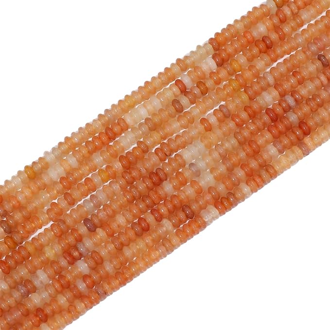 Natural Red Aventurine Disk Stone Beads 4x2mm 160pcs Rondelle Loose Semi Gemstone Beads for Jewelry Making Design