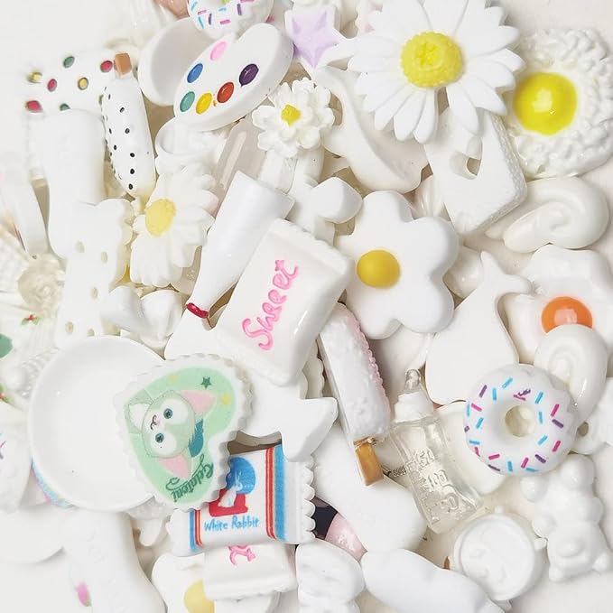 Chenkou Craft 50pcs Lots Mix Assorted White Craft DIY Flatbacks Resin Flat Back - Image 4