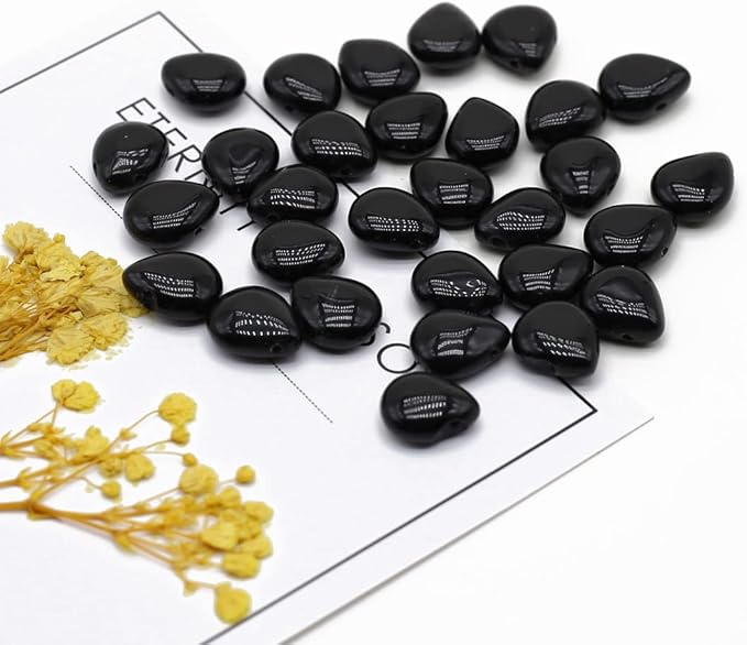 LE SKY 50 Pcs Natural Stone Beads Waterdrop Shape Healing Chakra Polished Assorted Crystal Quartz Agate Stone Charms for Jewelry Making Necklace Bracelet