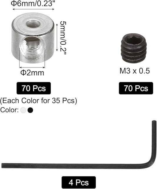 MECCANIXITY 70 Pcs Metal Locking Pin Backs, Locking Pin Keepers Locking Clasp 5mm(H) with 4 Wrench Replacement in Storage Case for Badge, Brooch, Black, Silver Tone