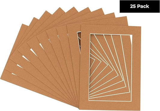 11x14 Mat for 8.5x11 Photo - Precut Aged Oak Brown Picture Matboard for Frames Measuring 11 x 14 Inches - Bevel Cut Matte to Display Art Measuring 8.5 x 11 Inches - Acid Free Pack of 25 MATS