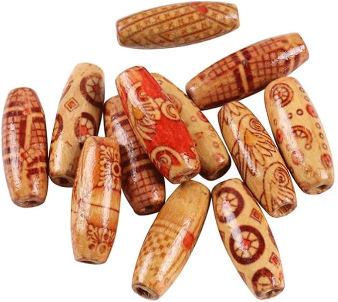 300pcs Mixed Painted Drum Wood Spacer Beads, BetterJonny Barrel Wood Beads - Image 7
