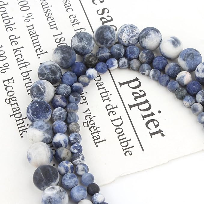 60pcs Natural Matte Blue Sodalite Gemstone Beads,6mm Frosted Round Loose Stone - Image 7