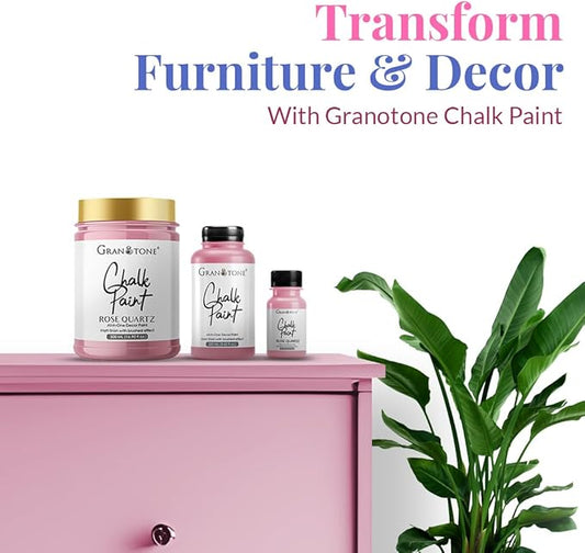 GRANOTONE Chalk Paint for Furniture | Matt-Finish Water-Based Acrylic Paint for Wood, Walls, Metal, Glass, Paper, Fabric Canvas | Maximum Coverage Chalk Paint for Kids & Adults, 250 Ml (ROSE QUARTZ)
