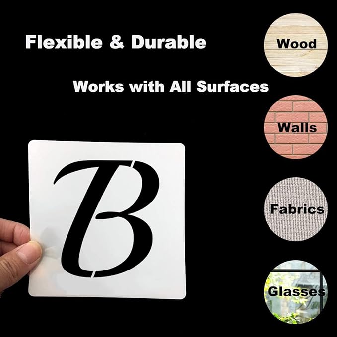 2.5 Inch Alphabet Letter Stencils for Painting - 70 Pack Letter and Number Stencil Templates with Signs for Painting on Wood, Reusable Cursive Letters Stencils for Chalkboard Wood Signs & Wall Art