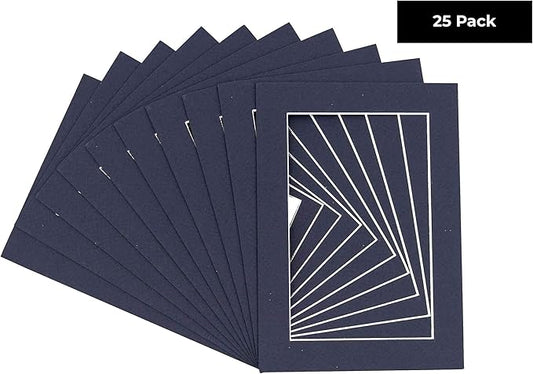 11x14 Mat for 8.5x11 Photo - Precut Navy Picture Matboard for Frames Measuring 11 x 14 Inches - Bevel Cut Matte to Display Art Measuring 8.5 x 11 Inches - Acid Free Pack of 25 MATS