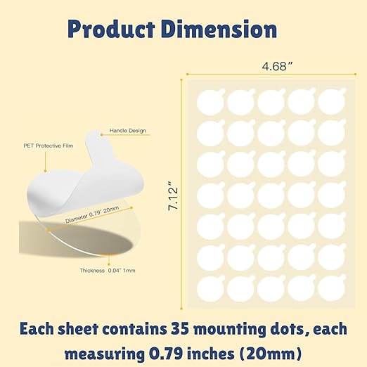 105pcs Double Sided Sticky Dots –Easy to Peel Sticky Dots,Clear Removable Sticky Tack Double Sided Tape Dots for Crafts, Posters, Balloons, and DIY Projects